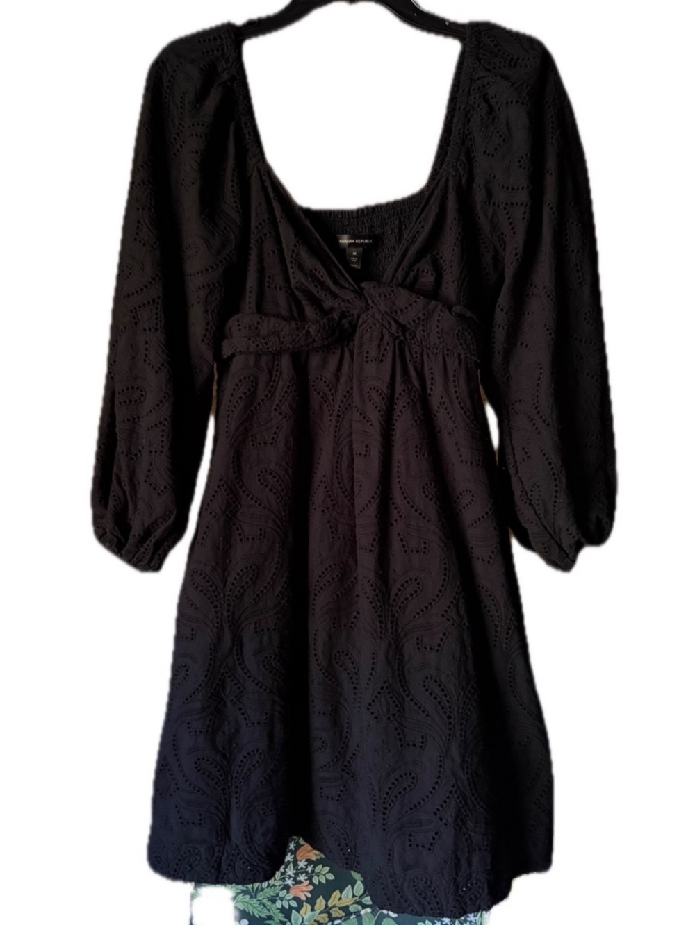 Banana Republic Black 100% Ramie Eyelet
Twist-Front Mini Dress - Size M